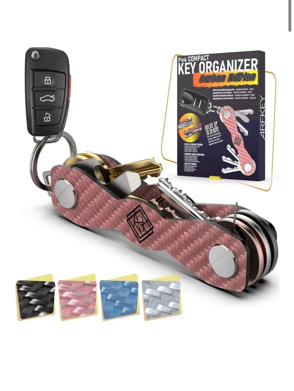 Compact Black Carbon-Style Key Organizer for Men